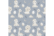 Baby Dinos seamless patterns set, a Pattern Graphic by tetiartline (Thumbnail 5 of 8)