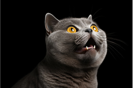 A gray cat with yellow eyes looking, an Animal Photo by tilialucida