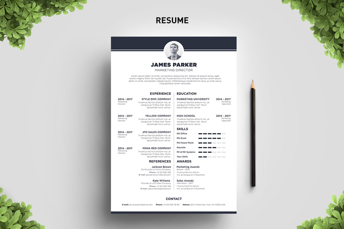 Center Midnight Resume Template, a Resume Template by Big Zone Studio (Photo 3 of 4)