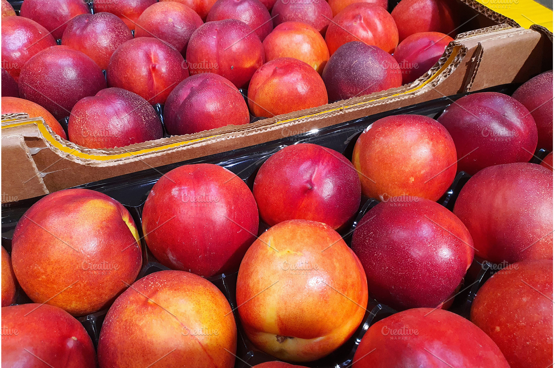 Box of fresh ripe nectarines, a Food & Drink Photo by Lermont51
