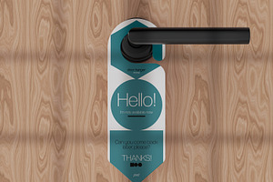 Door Hanger On Metal Handle Mockup