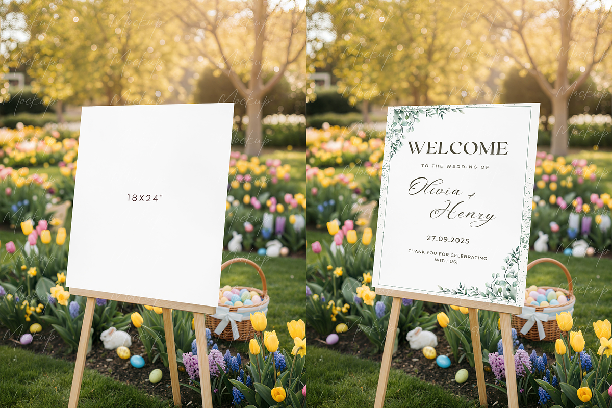 Easter Welcome Sign Mockup, a Product Mockup by TatiMockup (Photo 2 of 3)