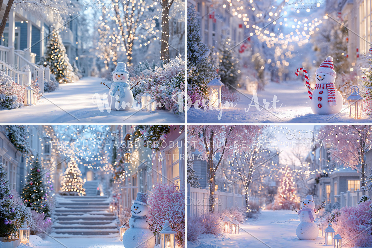 Pastel Snowman Christmas Backdrop, a Background Photo by Winwin Design Art (Photo 3 of 9)