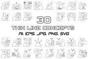 30 Line Art Illustrations SVG AI PNG, a Technology Illustration by Guten Tag Vector (Thumbnail 1 of 5)