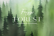Foggy Forest Watercolor Set, an Illustration by AlineArtStore (Thumbnail 1 of 13)