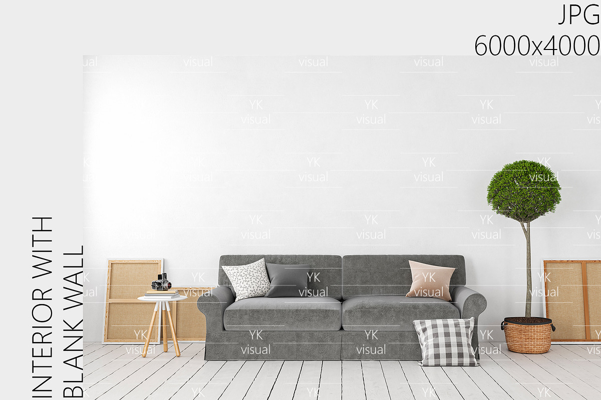 INTERIOR WITH BLANK WALL & SOFA, a Decorative Illustration by YKvisual (Photo 1 of 2)