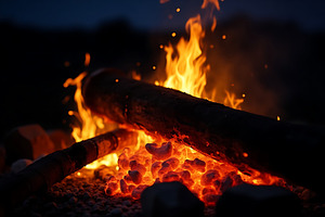 Vibrant campfire flames crackling in, a Background Photo by Artonix