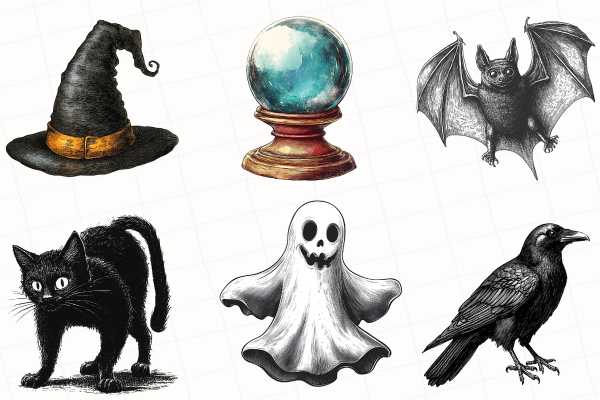 Retro Halloween Clipart, an Illustration by OK Design (Photo 5 of 5)