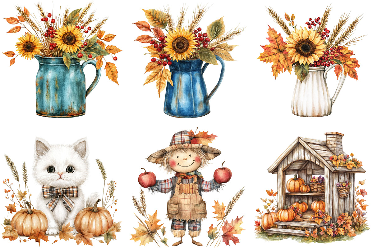 Autumn Farm Storybook Clipart, a Seasonal Illustration by CitraGraphics (Photo 2 of 3)