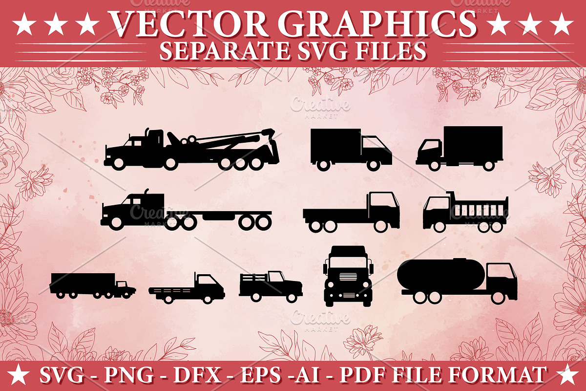 Camion black silhouette SVG vector, a Transportation Illustration by Smix Ryo