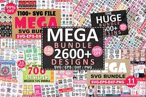 2600 Mega SVG Bundle Cut Files