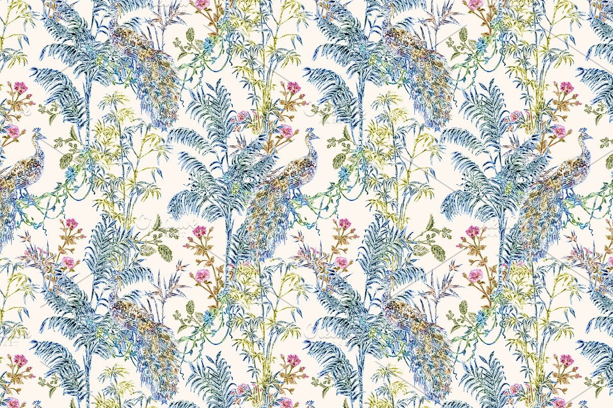 Palms & Peacocks pattern & motifs, a Pattern Graphic by YvY (Photo 3 of 6)