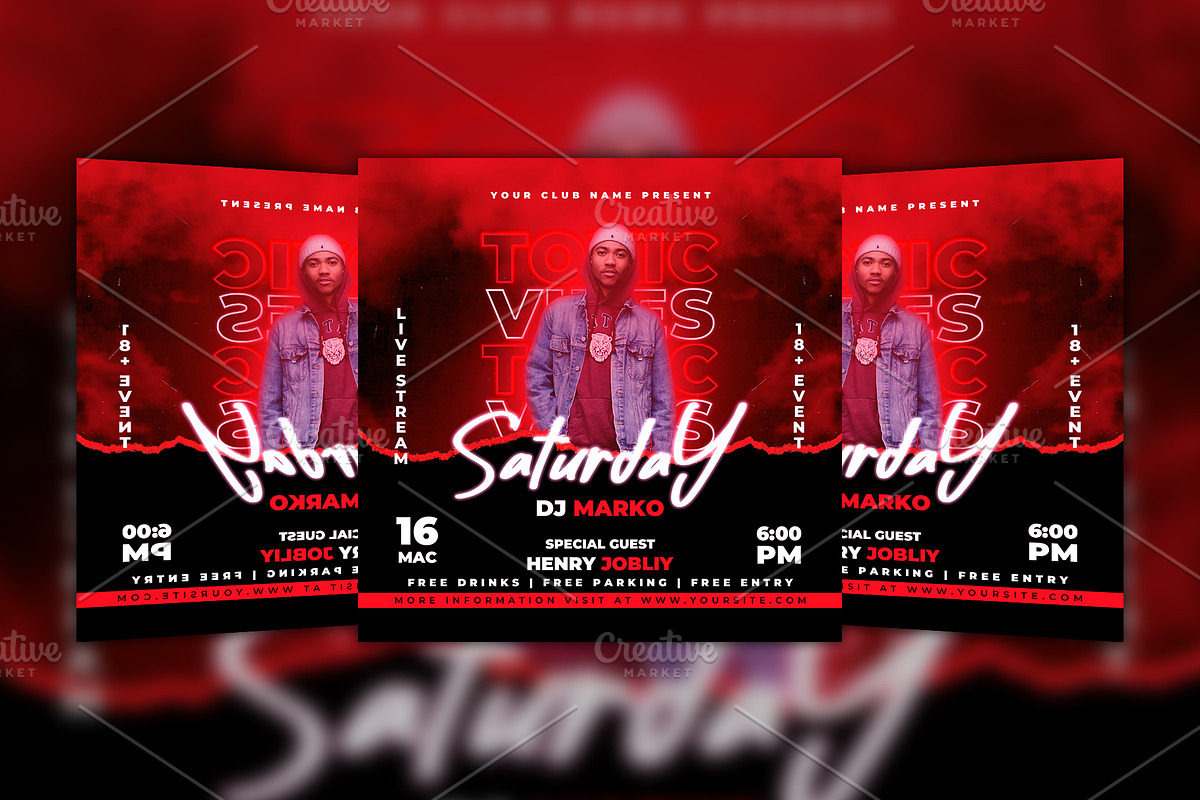 Night – Club DJ Party Poster, a Social Media Template by HasnainGFX (Photo 1 of 2)