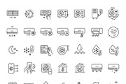Air Conditioner Line Icons Set, an Outline Icon by Tettygreen (Thumbnail 2 of 2)