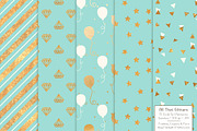 Aqua Gold Foil Digital Papers, a Pattern Graphic by Amanda Ilkov (Thumbnail 2 of 4)