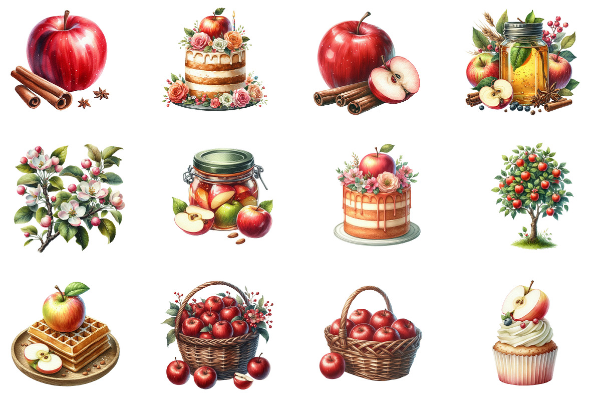 Watercolor Apple Clipart, an Illustration by Designworld (Photo 3 of 5)