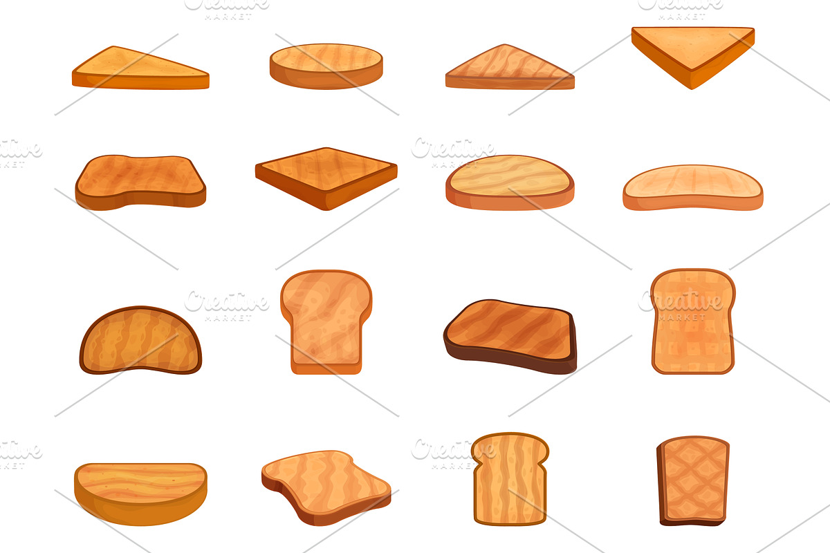 Toast slices. Fried bread slices for, a Food Illustration by Valerie Bodnar
