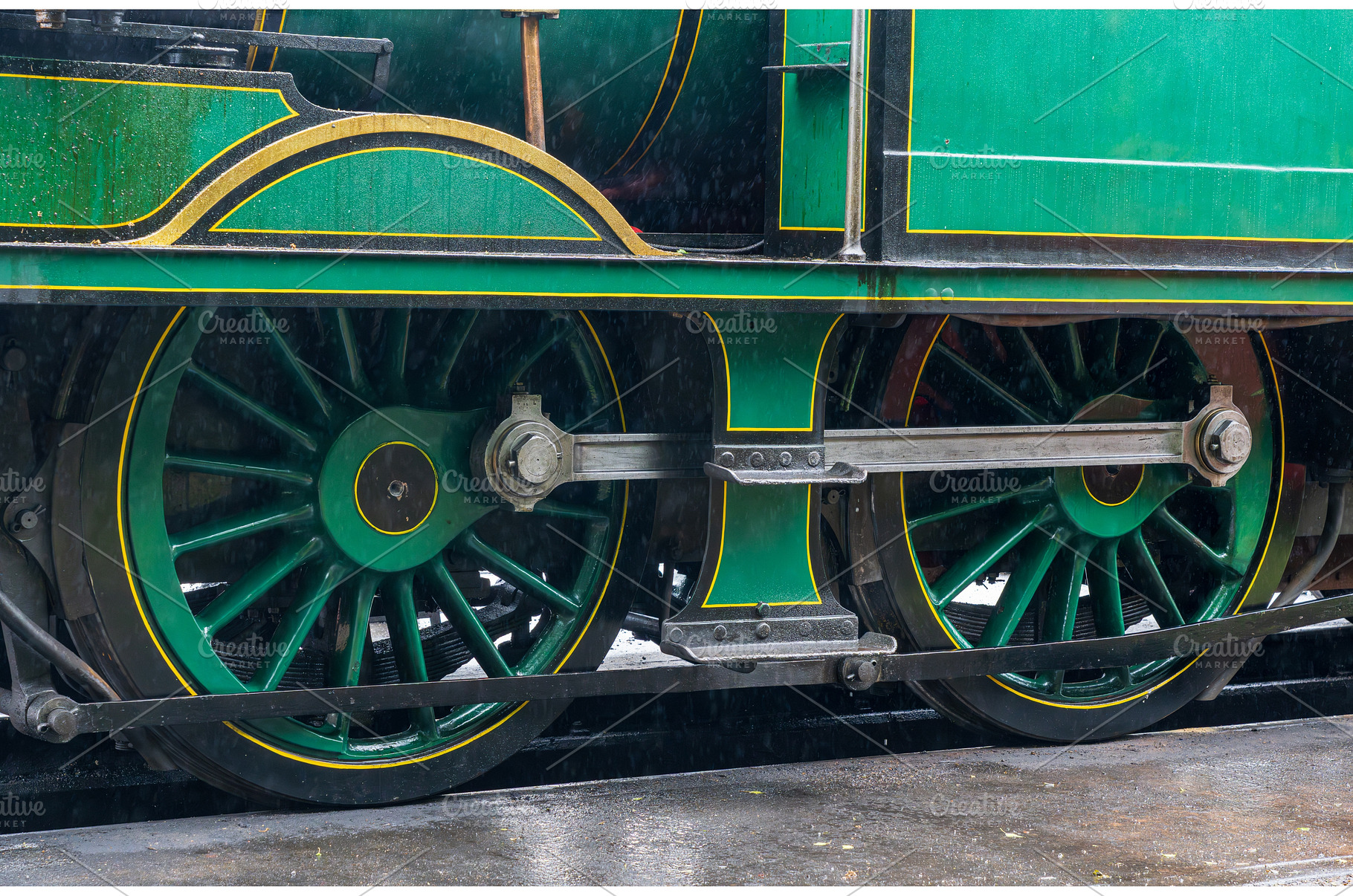 Detail of the wheels and coupling, a Transportation Photo by Backyard Stock