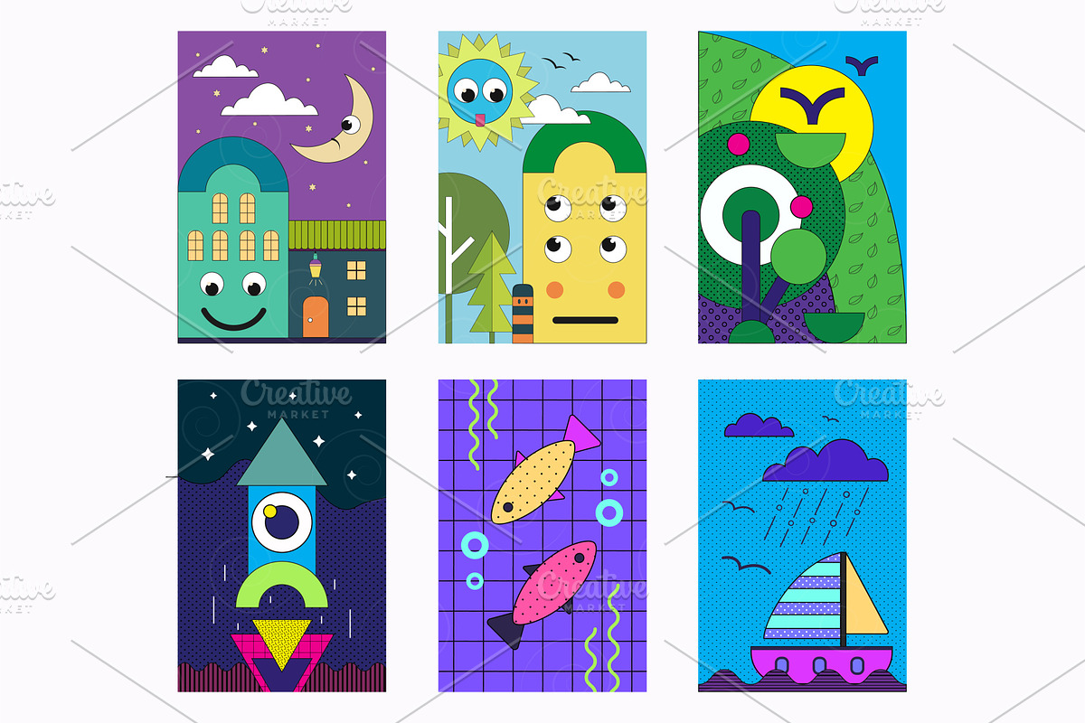 Cute Kids illustration posters. Art., a Decorative Illustration by KENO Mascots (Photo 2 of 5)