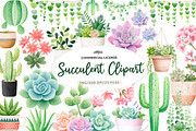 Watercolor Succulent Clipart, an Illustration by CreationArt (Thumbnail 1 of 5)