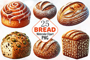 Bread Watercolor Cliparts, an Illustration by RobertsArt (Thumbnail 1 of 7)