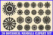20 Botanical Mandala Clipart Set, an Illustration by Artivon (Thumbnail 1 of 4)