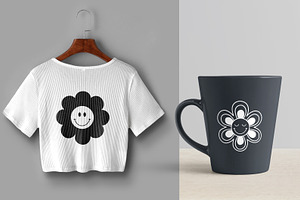 Black Retro Flower Graphic