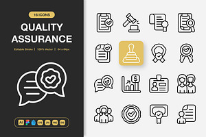 Quality Assurance Icons, an Outline Icon by Spacepixel Creative