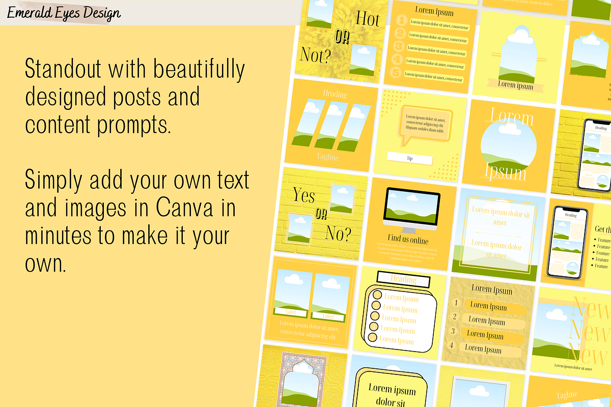 455 Canva Yellow Instagram Template, a Social Media Template by Emerald Eyes Design (Photo 6 of 12)