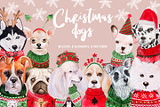 Christmas Watercolor Dogs 2019, an Animal Illustration by Miracles Everywhere (Thumbnail 1 of 7)