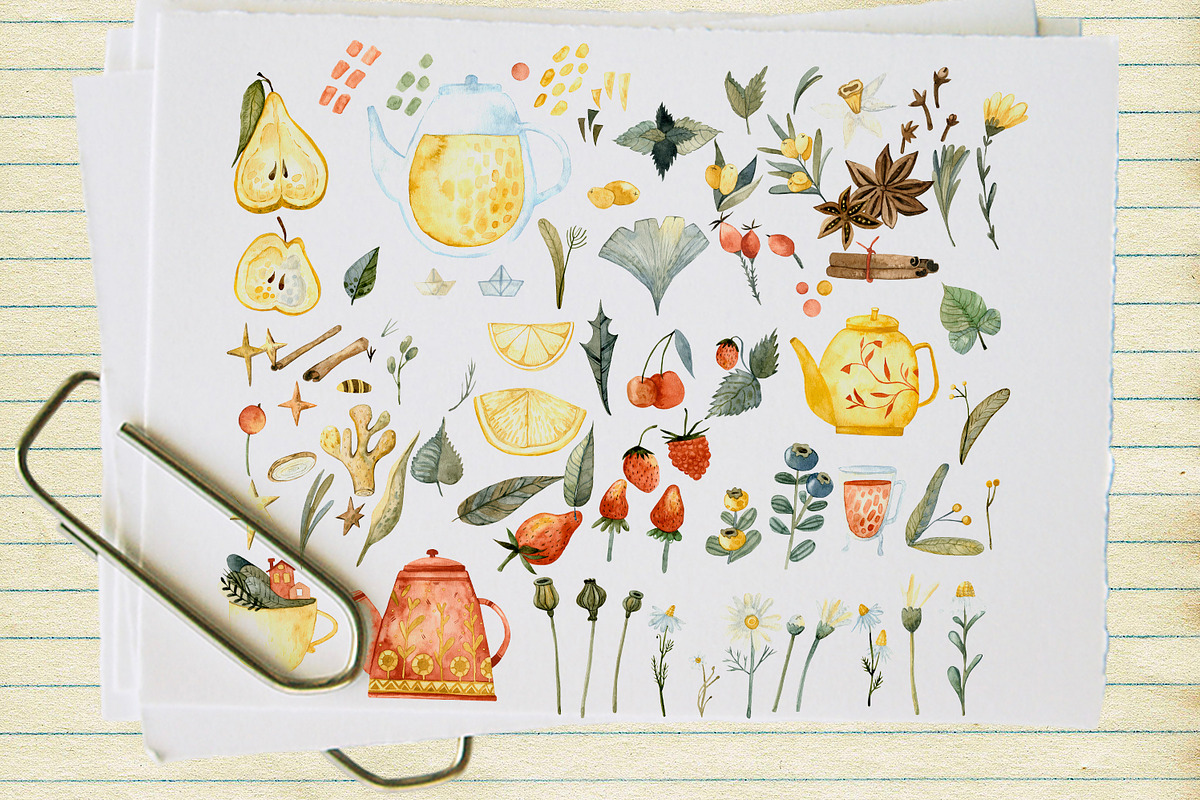 Autumn tea Watercolor set, a Food Illustration by annasokol_ (Photo 2 of 7)