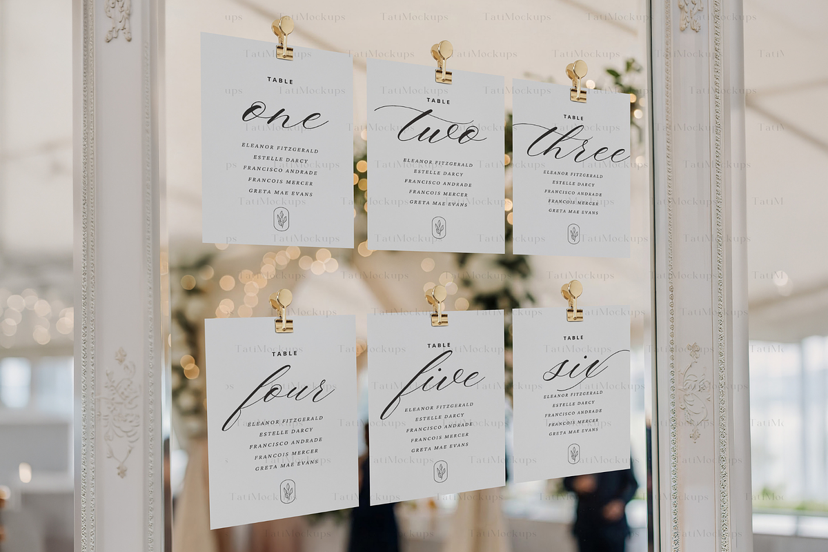 Hanging Seating Chart Cards Mockup, an Advertising Mockup by TatiMockup (Photo 4 of 4)