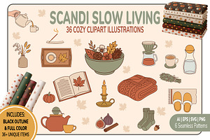 Cozy Autumn Hygge Clipart Vector