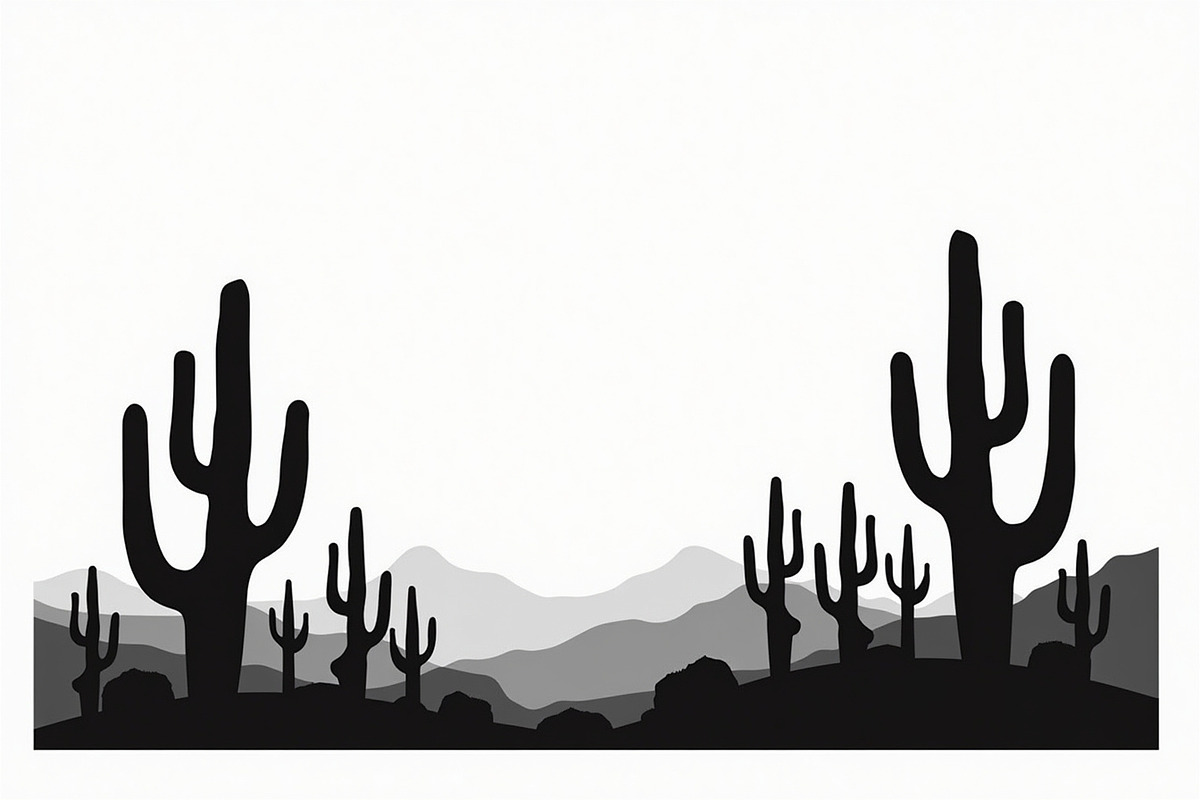 Cactus Desert Landscape Silhouette, an Illustration by abu67222 (Photo 13 of 15)