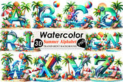 Summer Beach Doodle Alphabet Clipart, an Illustration by Black Bird Studio (Thumbnail 1 of 6)