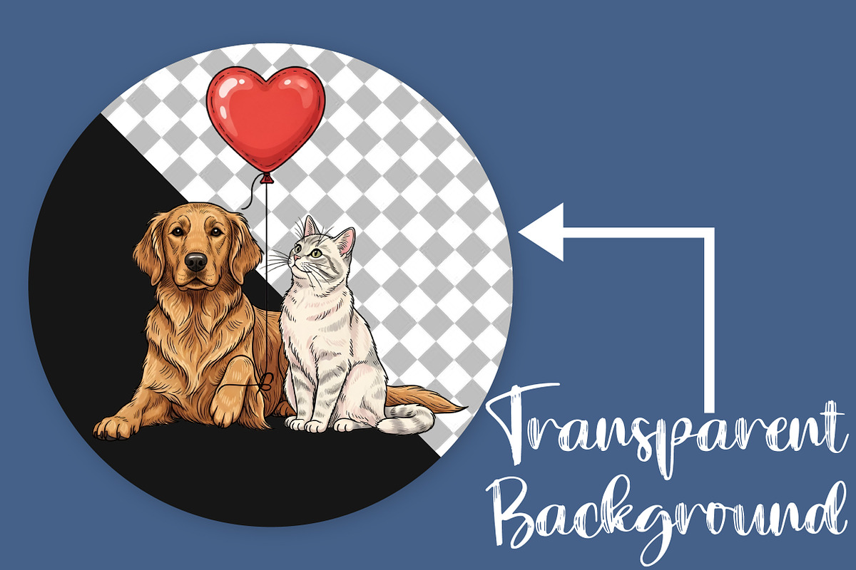Dog and Cat Valentine PNG, an Illustration by Canvas Craft (Photo 3 of 6)
