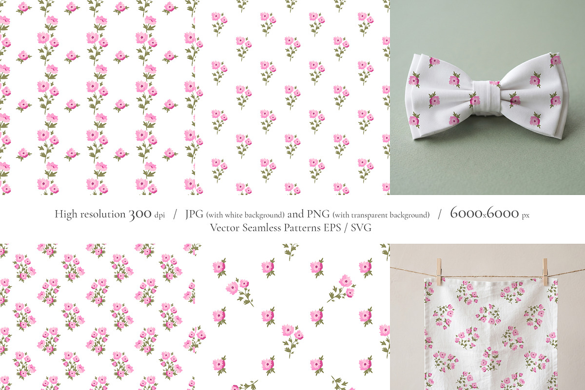 Pink Peony Vector Seamless Patterns, a Pattern Graphic by Nadia Semyroz (Photo 3 of 10)