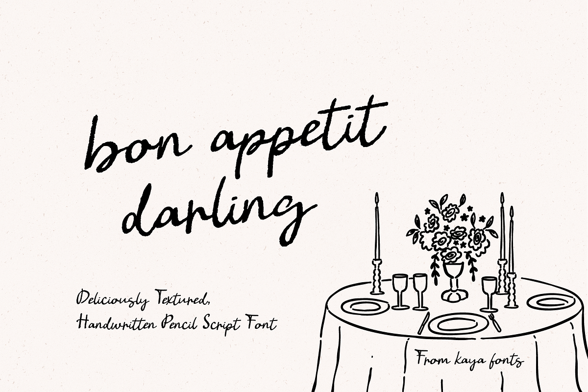 Bon Appetit Darling Pencil Script, a Handwritten Font by Kaya Fonts (Photo 43 of 44)
