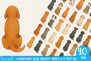 Watercolor Dogs Sitting from Behind, an Animal Illustration by TanuschArts (Thumbnail 2 of 2)