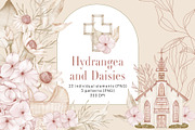 Hydrangea Daisy Flowers Pattern, an Illustration by PawGraphic (Thumbnail 1 of 10)