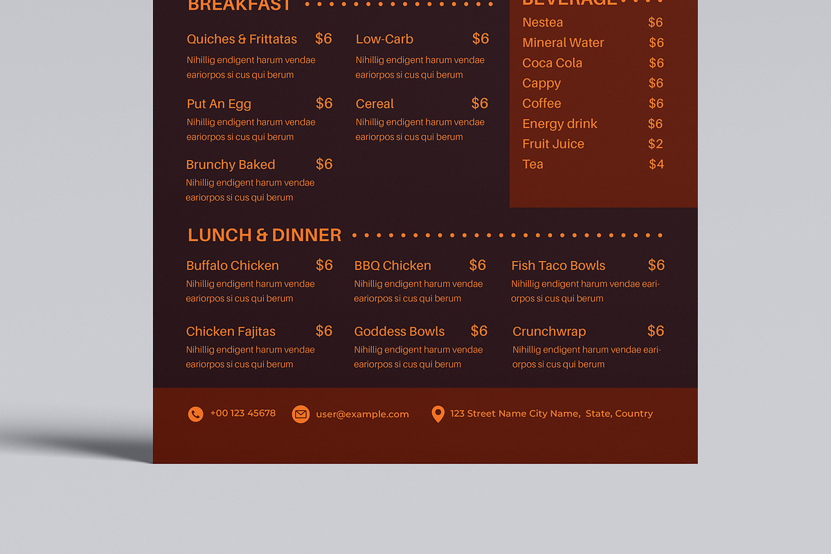 Food Menu Template, a Stationery Template by MightyDesign (Photo 3 of 8)