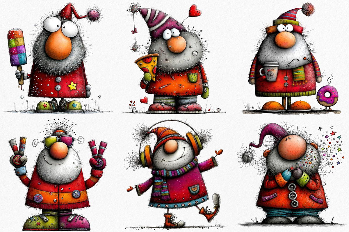 Watercolor Quirky Santa Clipart, an Illustration by Canvas Craft (Photo 3 of 7)