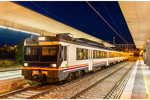 Regional train at Tudela de Navarra railway station - Spain, a Transportation Photo by Leonid Andronov