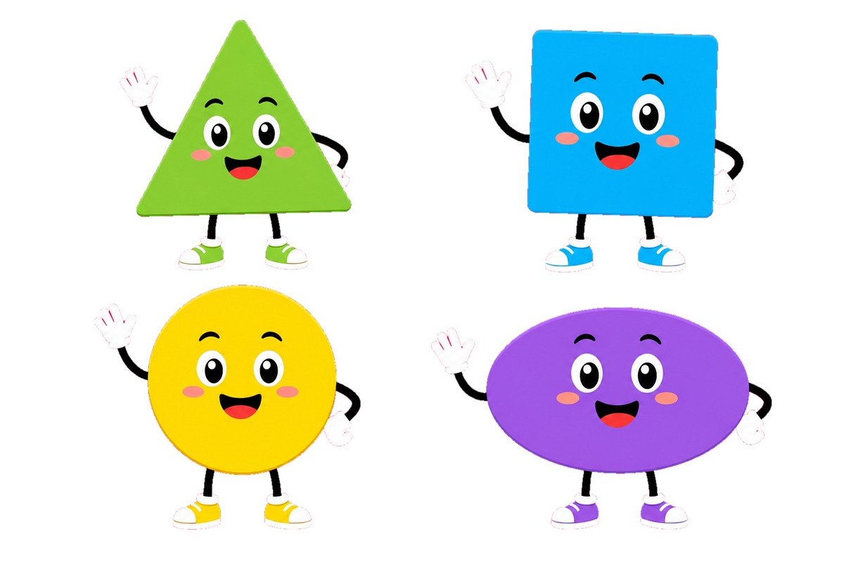 Cute geometric shape characters set, an Object Illustration by ZinetroN (Photo 3 of 3)