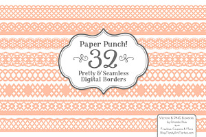 Peach Lace Vector Borders, an Illustration by Amanda Ilkov