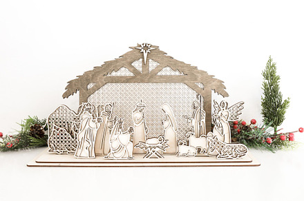 Rattan Nativity Laser Cut File, a Scene 3D Model by Recycled Farmhouse