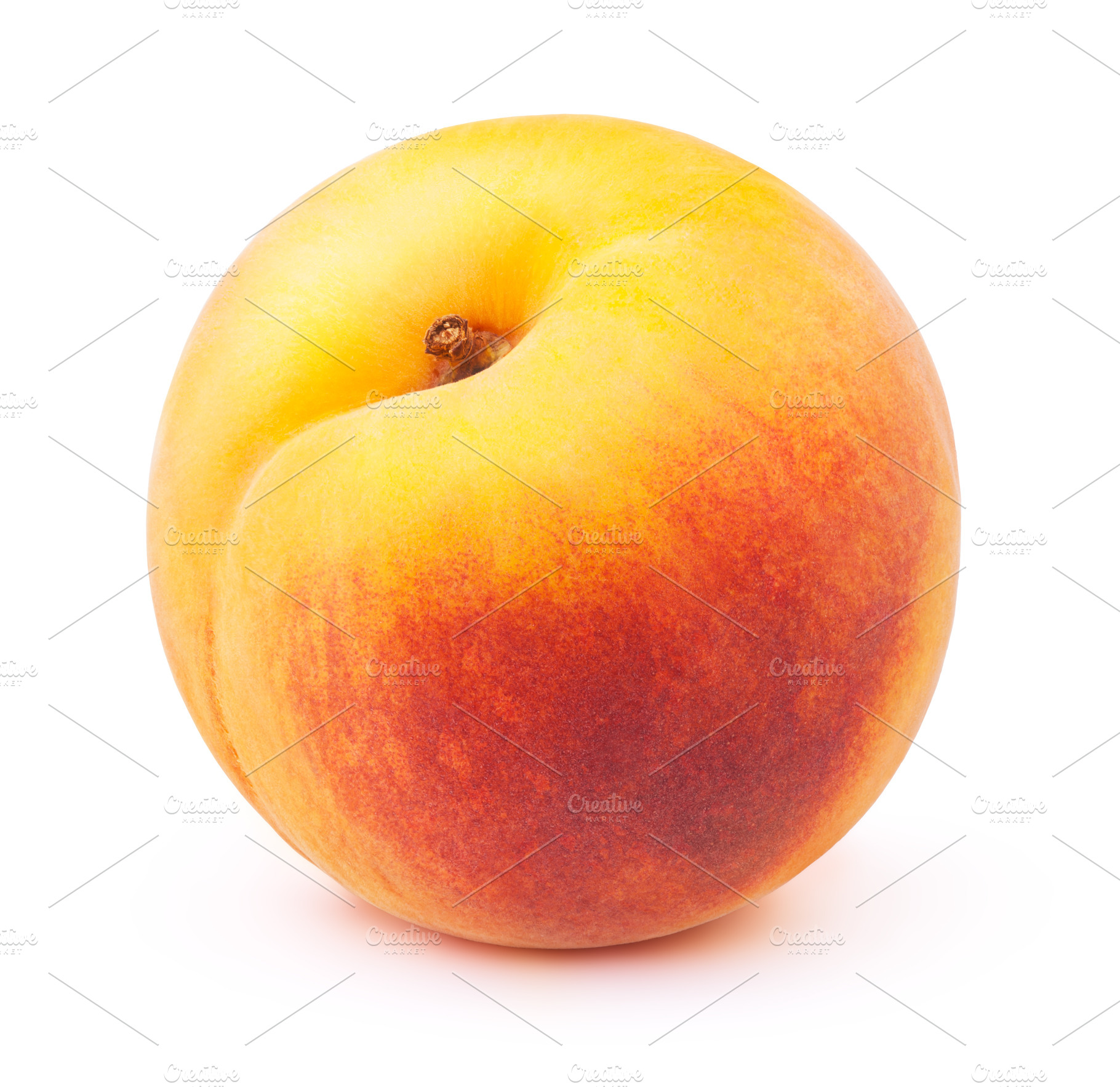 Fresh yellow peach isolated on white stock photo containing peach and whole, a Food & Drink Photo by vmenshov