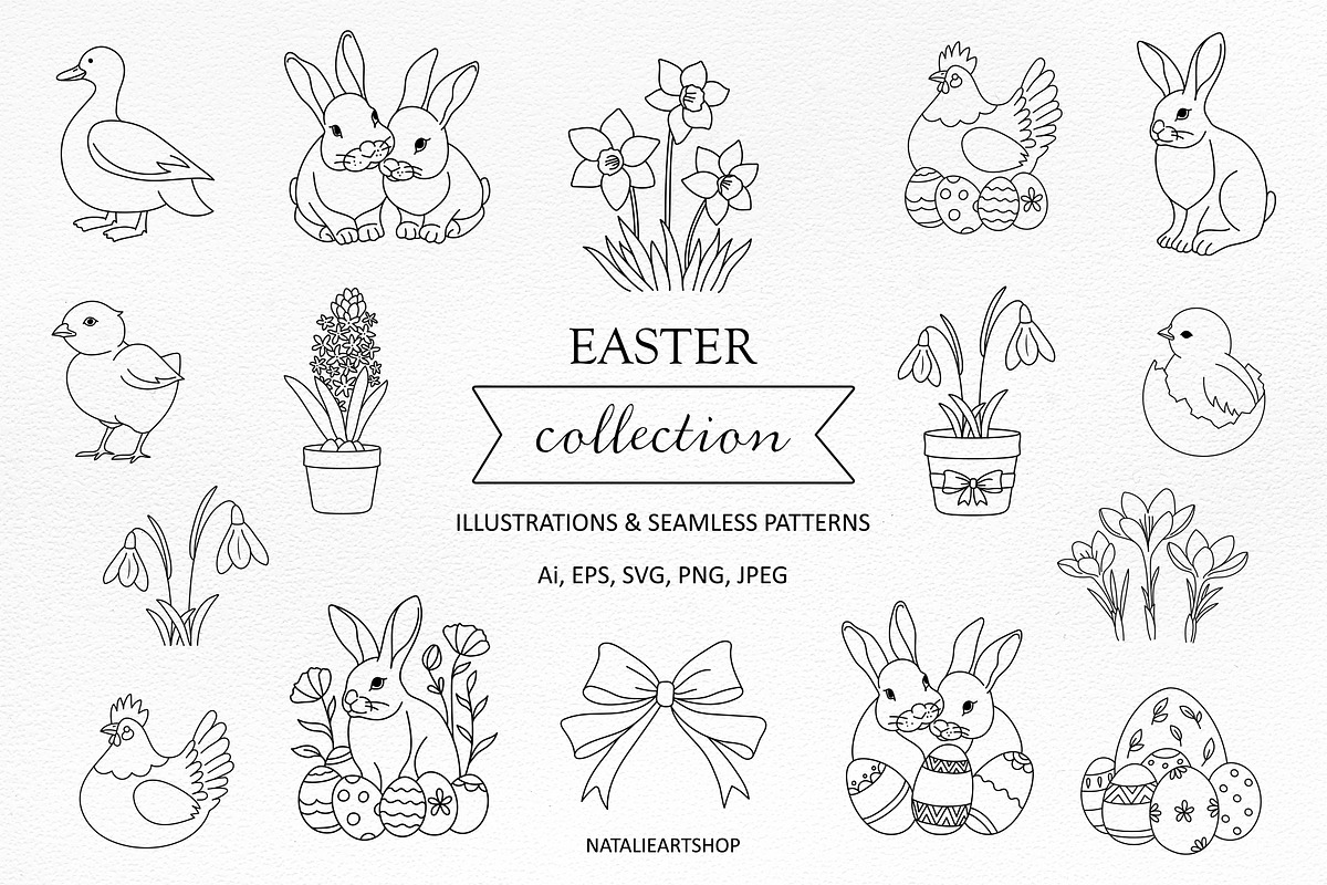 Easter Spring Illustration Set, an Object Graphic by NatalieArtShop (Photo 1 of 6)
