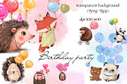 9 cute animals with birthday party, an Animal Illustration by Alinafineart (Thumbnail 1 of 3)