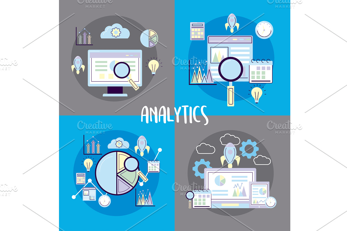 analytics symbol collection, an Object Illustration by studiogstock